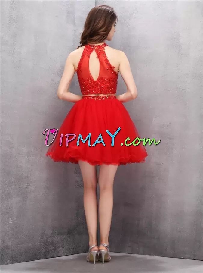 Exceptional Sleeveless Halter Top Beading Backless