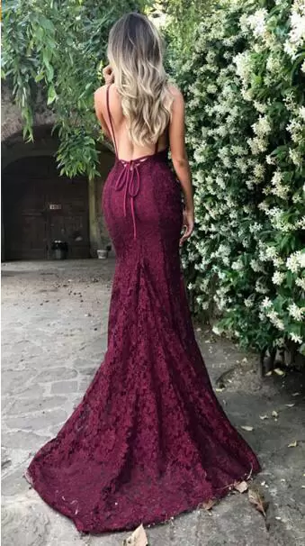 Fine Burgundy Backless Homecoming Dress Online Lace Sleeveless Sweep Train