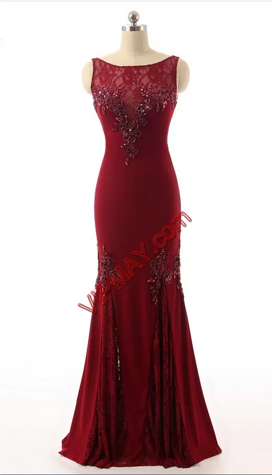 Discount Sweep Train Mermaid Evening Dresses Red Sweetheart Satin Sleeveless Floor Length Lace Up