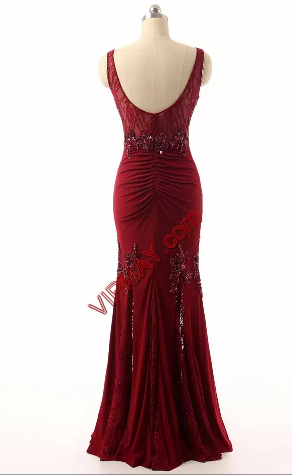 Discount Sweep Train Mermaid Evening Dresses Red Sweetheart Satin Sleeveless Floor Length Lace Up