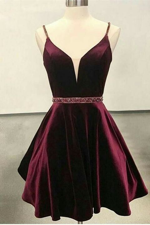 velvet homecoming dress,velvet formal gown,spaghetti straps homecoming dress,cheap homecoming dress with straps,short dress for homecoming,elegant short party dress,beautiful short homecoming dress,eggplant purple homecoming dress,short homecoming dress under 100 dollars,open back short homecoming dress,