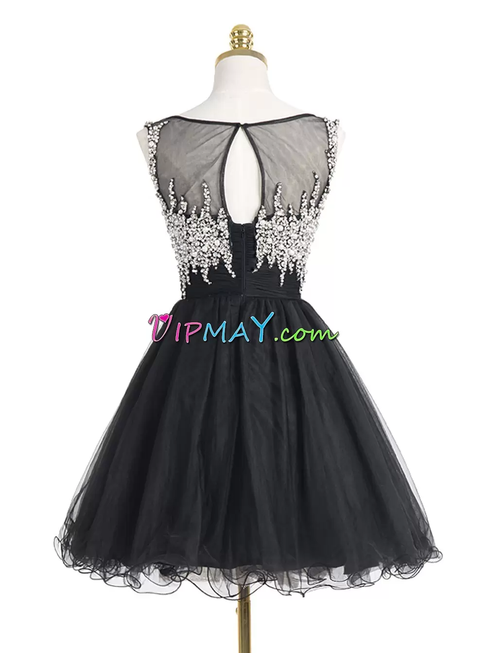 Sleeveless Scoop Beading Backless Junior Homecoming Dress
