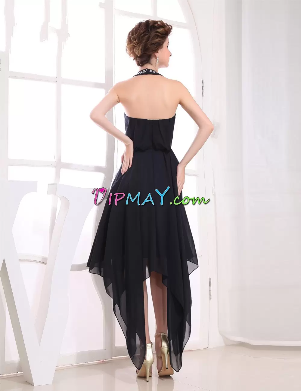 Floor Length Black Prom Party Dress Satin and Chiffon Sweep Train Sleeveless Beading and Lace