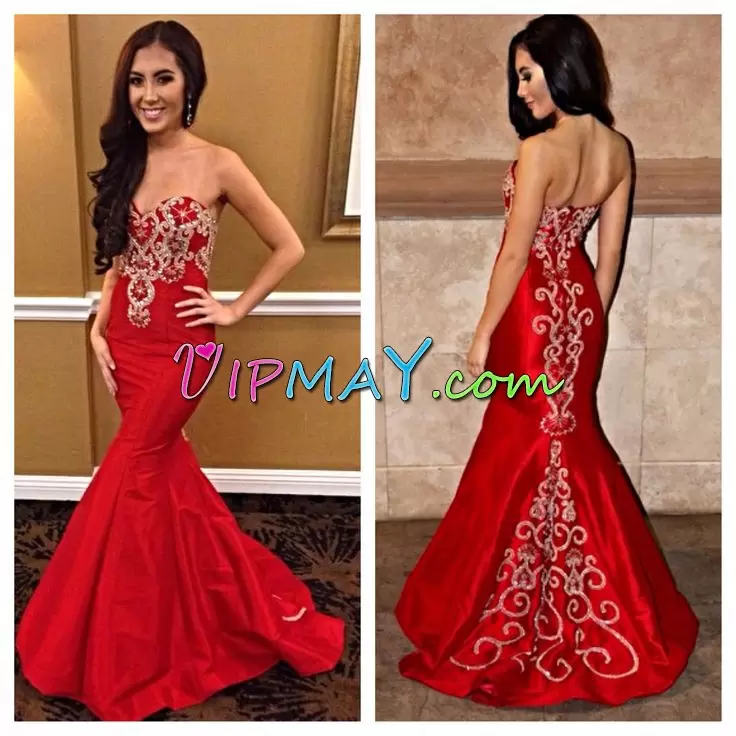 Pretty Sleeveless Sweetheart Beading Zipper Prom Gown