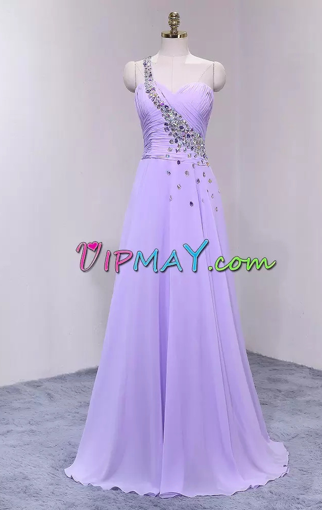 Beading and Lace Junior Homecoming Dress Dark Purple Lace Up Sleeveless Floor Length Sweep Train