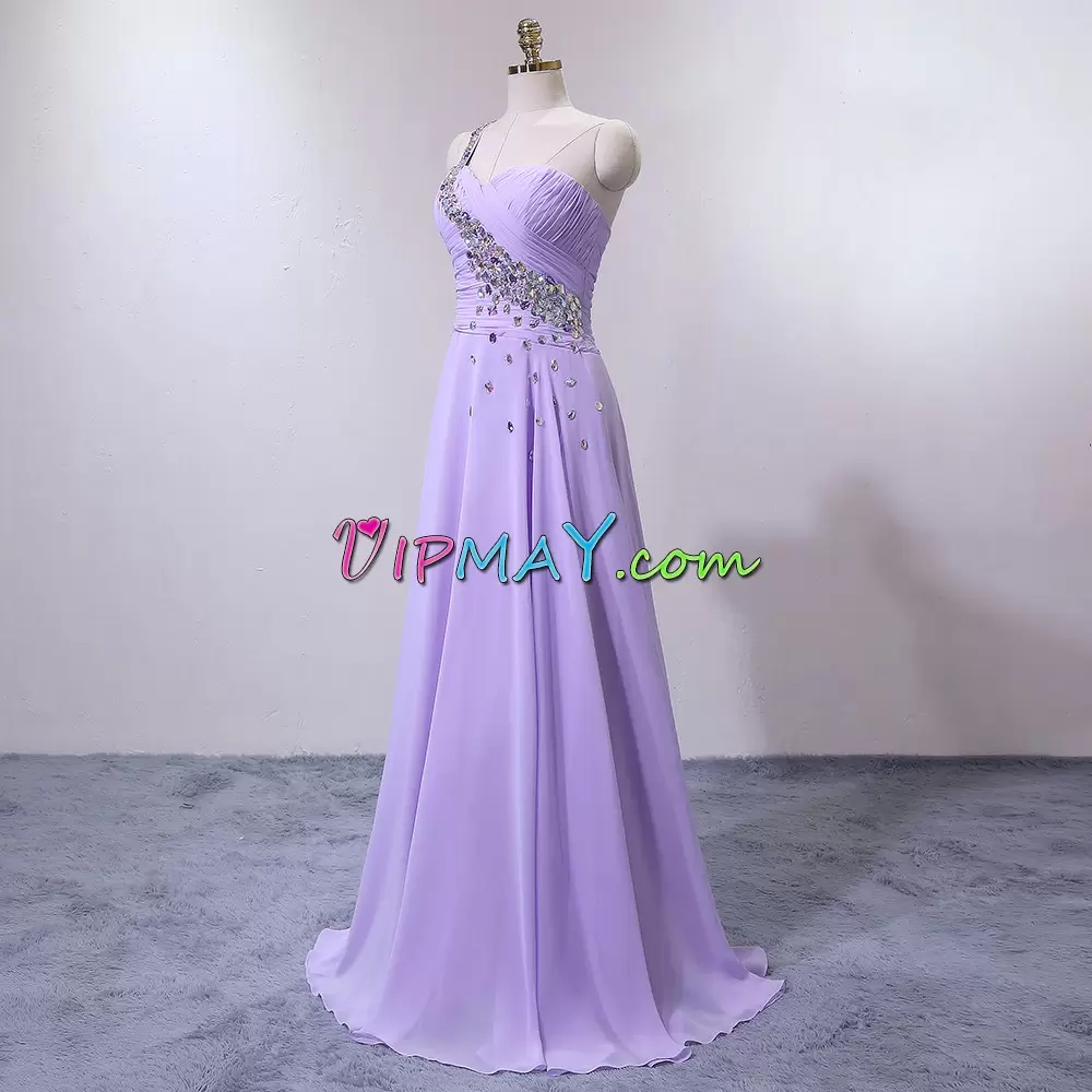 Beading and Lace Junior Homecoming Dress Dark Purple Lace Up Sleeveless Floor Length Sweep Train