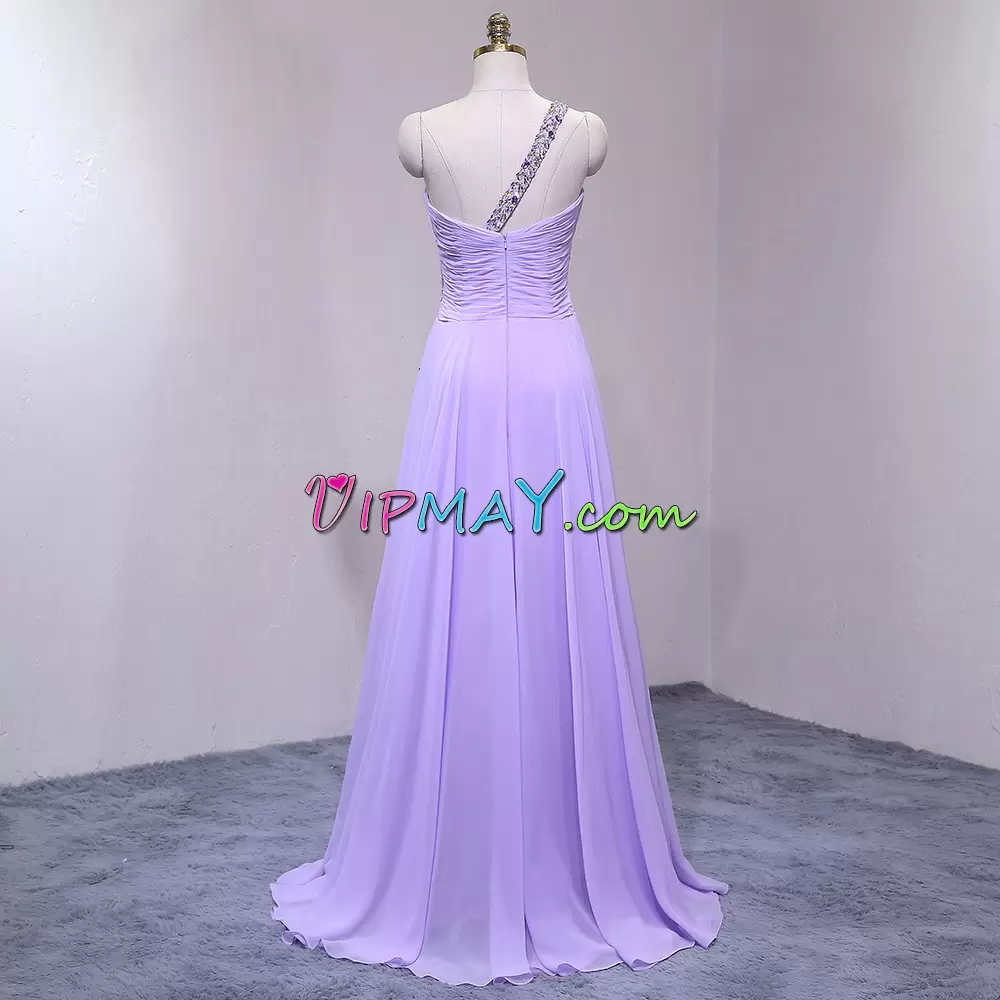 Beading and Lace Junior Homecoming Dress Dark Purple Lace Up Sleeveless Floor Length Sweep Train