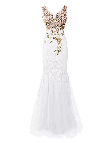 V-neck Sleeveless Junior Homecoming Dress Floor Length Beading White Tulle