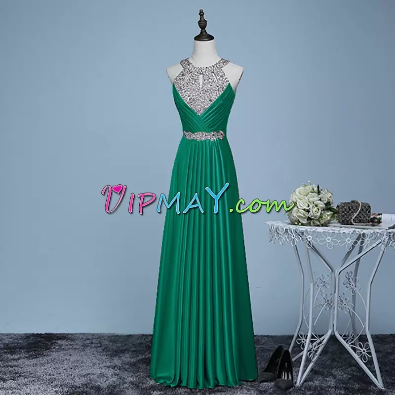 Floor Length Lace Up Homecoming Dresses Olive Green for Prom and Party and Wedding Party with Beading