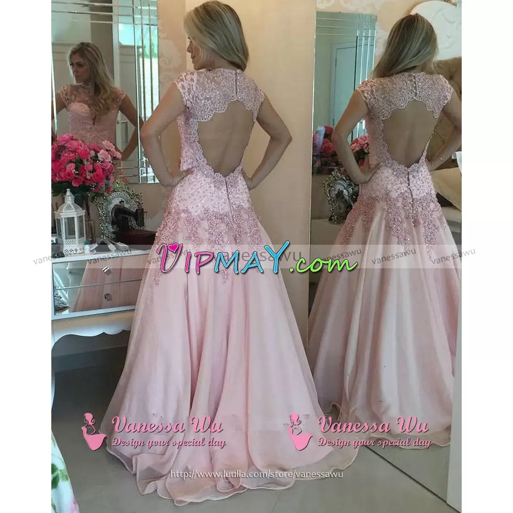 Sleeveless Sweetheart Sweep Train Lace Up With Train Beading and Lace Homecoming Gowns Sweetheart