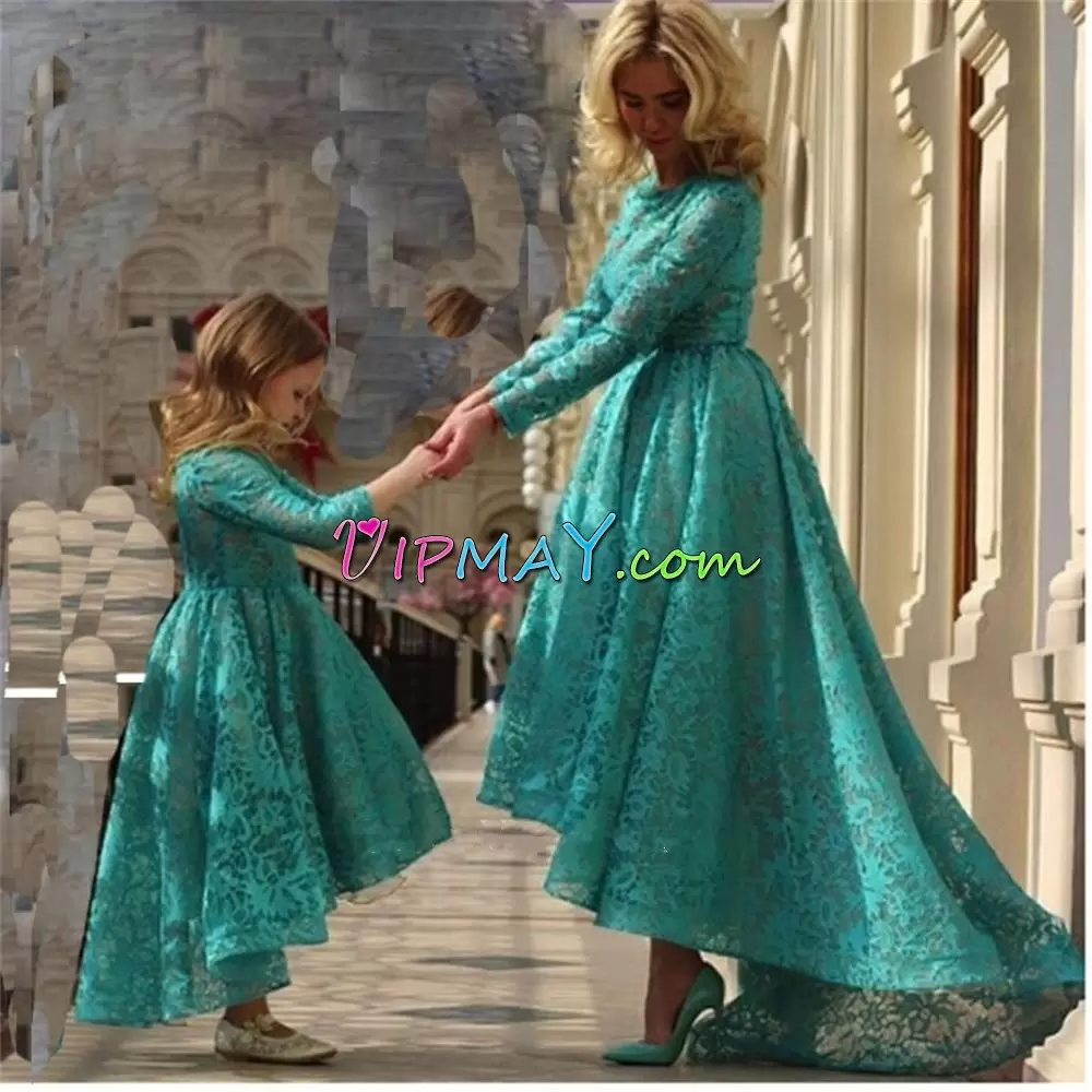 High Low Clasp Handle Prom Gown Teal for Prom and Party and Military Ball with Ruching