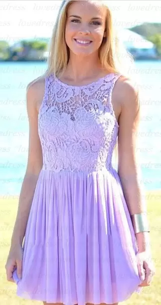 Flirting Lavender Scoop Lace Up Lace Homecoming Gowns Sleeveless