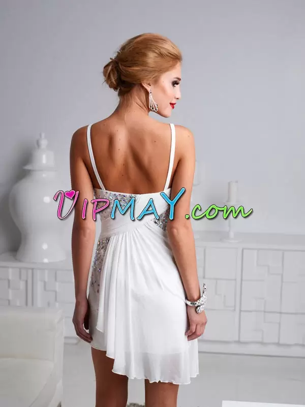 Sleeveless Spaghetti Straps Beading Side Zipper Prom Evening Gown