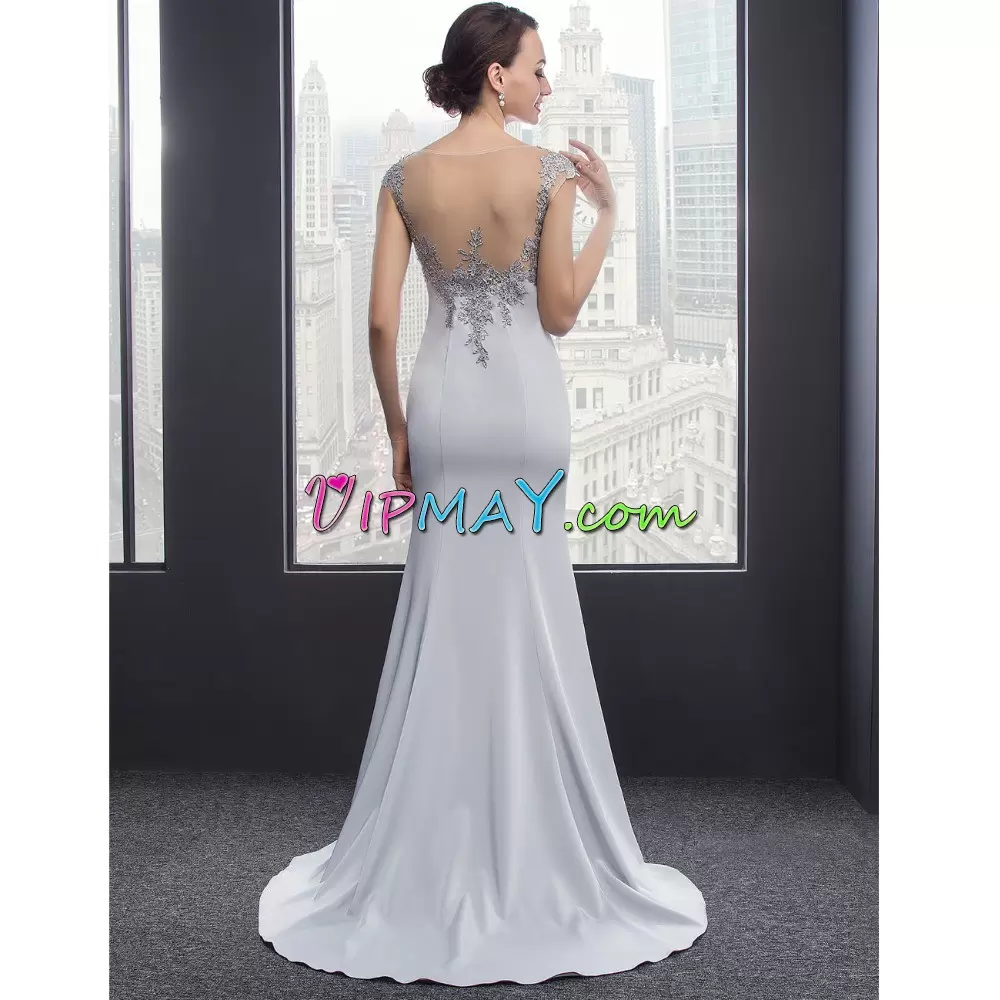 White Sleeveless Beading and Appliques and Ruching Floor Length Prom Party Dress