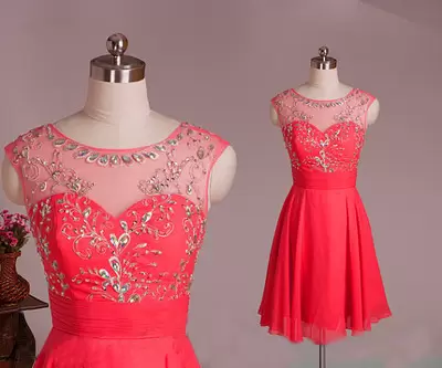 Spectacular Coral Red Scoop Neckline Beading Dress for Prom Sleeveless Zipper