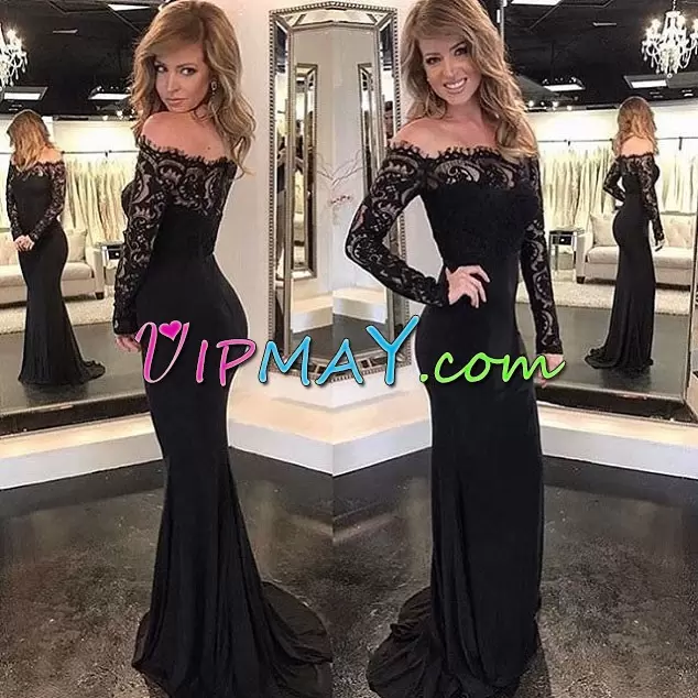 Custom Designed Zipper Homecoming Dress Black for Prom and Party with Lace Sweep Train