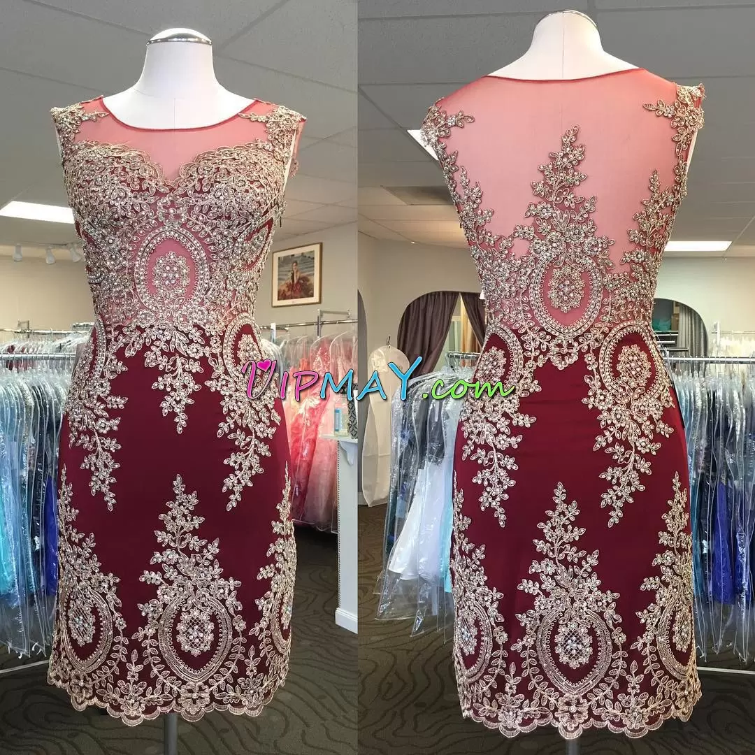 illusion back homecoming dress,burgundy and gold homecoming dress,mermaid graduation dress,see through neckline homecoming dress,burgundy homecoming dress,burgundy and gold formal dress,cheap bodycon homecoming dress,short homecoming dress for sale,sexy short homecoming dress,