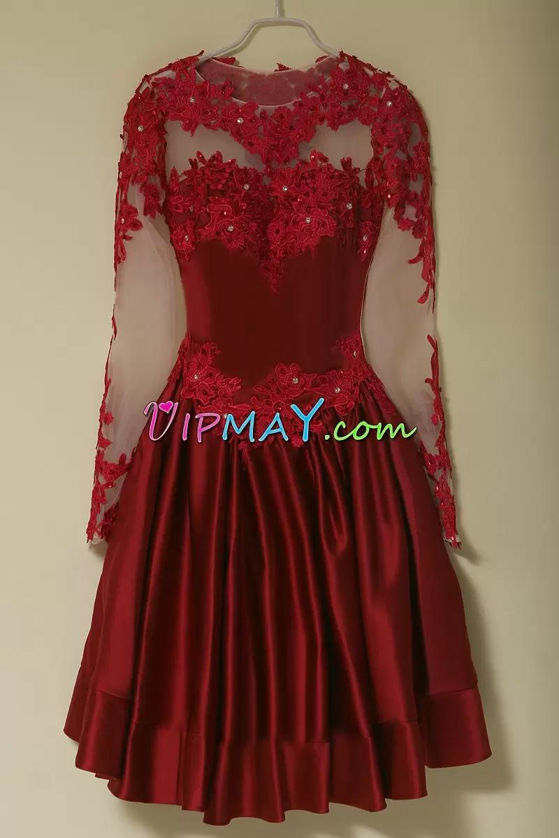 burgundy lace dress with sleeves,burgundy homecoming dress,short formal dress with long sleeves,homecoming dress with long sleeves,short homecoming dress with long sleeves,