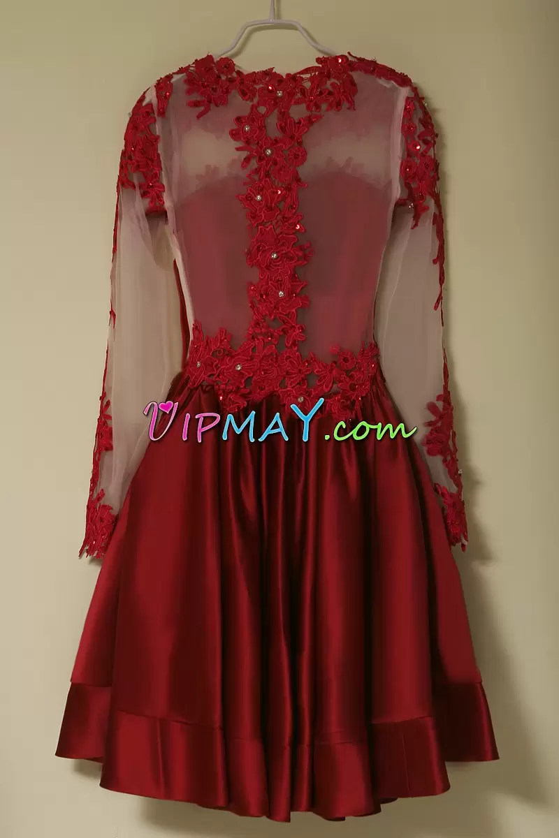 burgundy lace dress with sleeves,burgundy homecoming dress,short formal dress with long sleeves,homecoming dress with long sleeves,short homecoming dress with long sleeves,