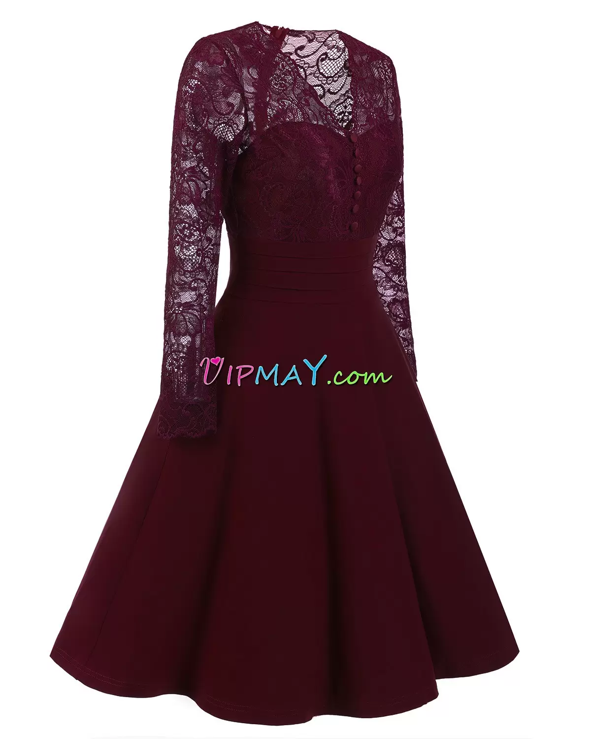 White and Burgundy V-neck Neckline Beading and Lace Prom Gown Long Sleeves Lace Up