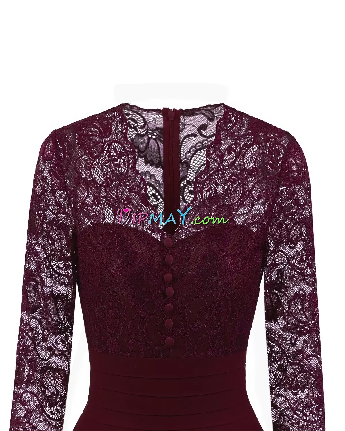 White and Burgundy V-neck Neckline Beading and Lace Prom Gown Long Sleeves Lace Up