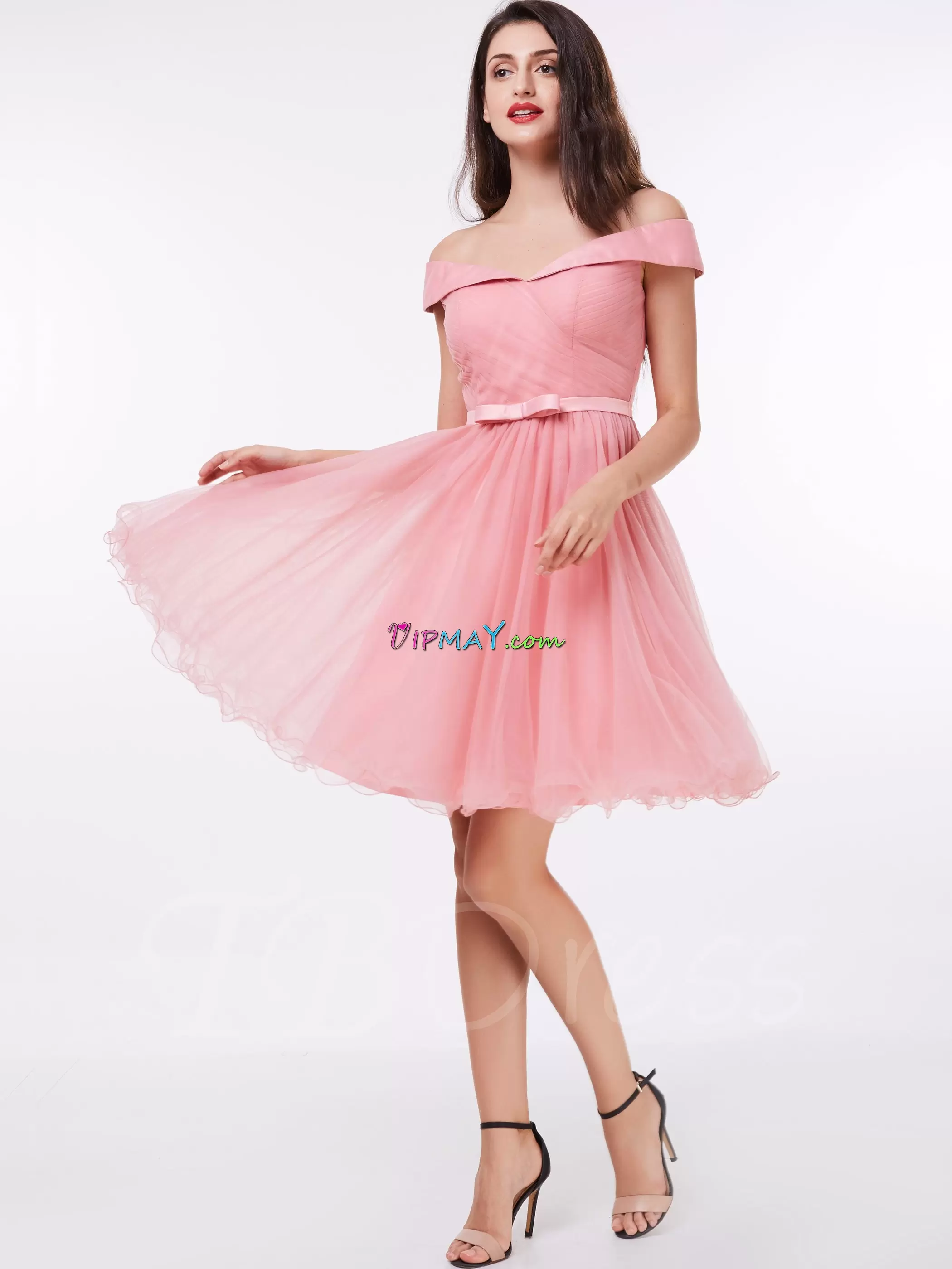 Best Sleeveless Off The Shoulder Ruching Zipper Hoco Dress