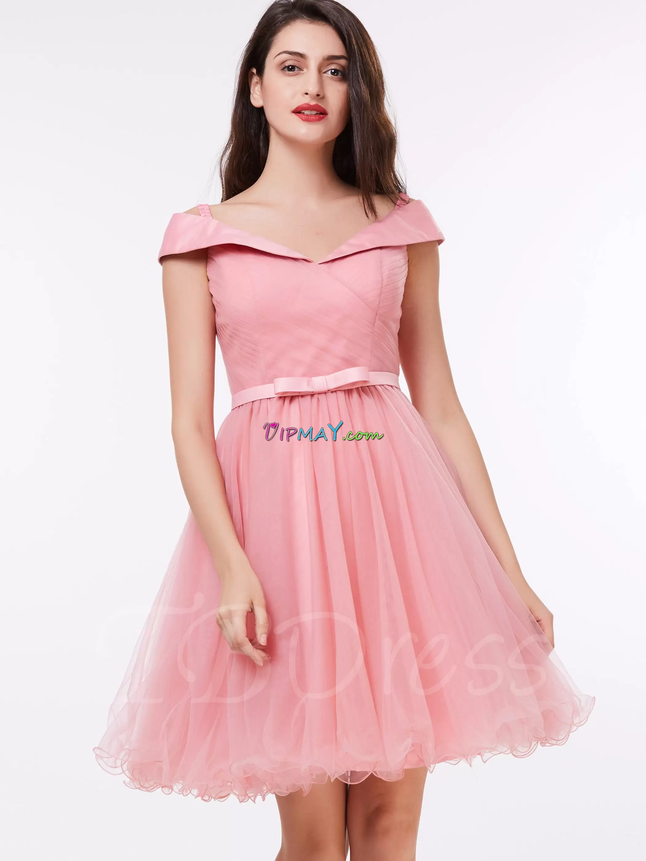 Best Sleeveless Off The Shoulder Ruching Zipper Hoco Dress