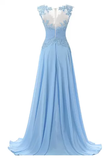 Halter Top Sleeveless Backless Lace and Appliques Prom Dresses in Royal Blue