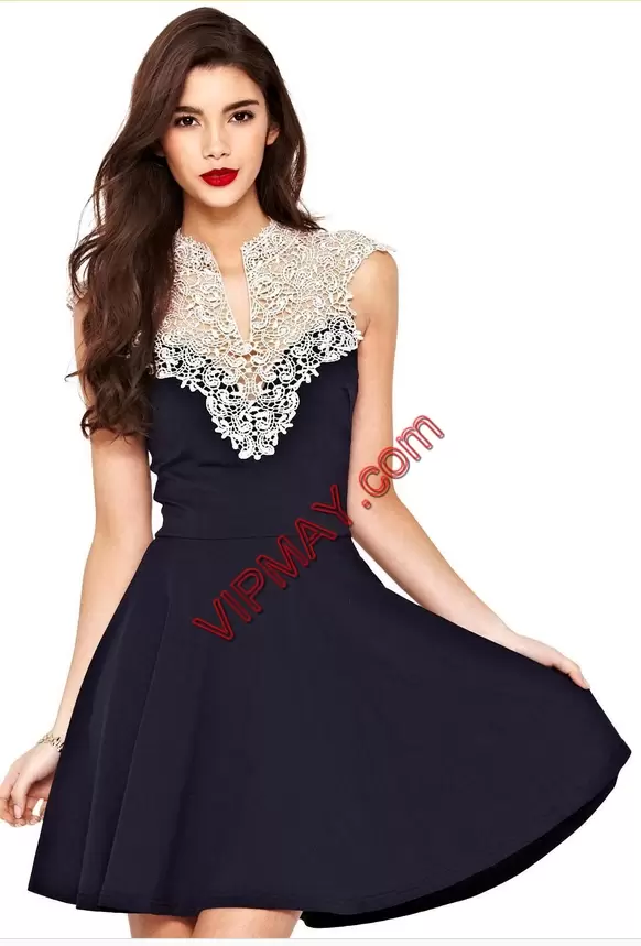 Customized Mini Length Sleeveless Black Prom Dress