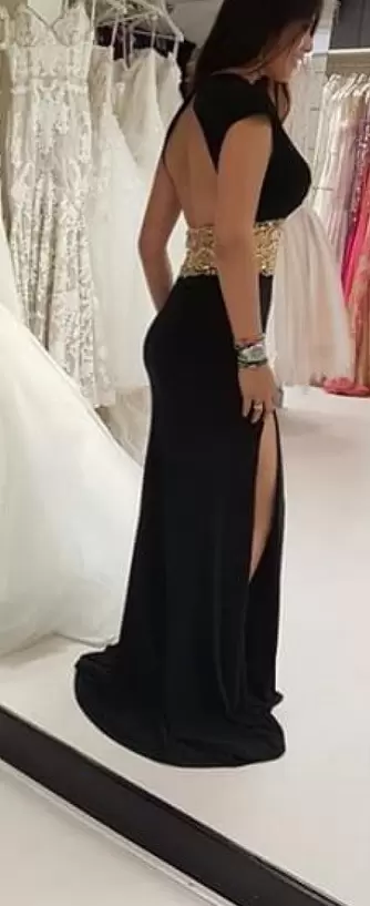 Perfect Black Chiffon Backless Prom Evening Gown Sleeveless Sweep Train Beading