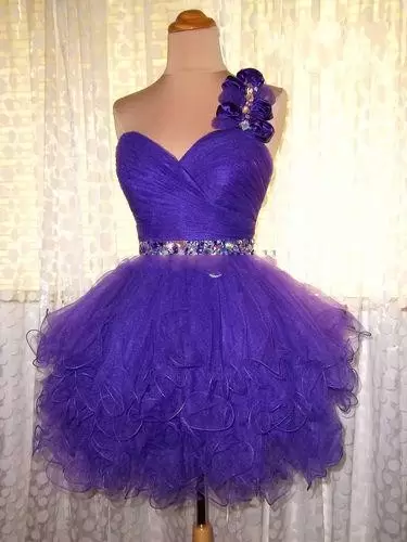 Mini Length Red and Purple Junior Homecoming Dress One Shoulder Sleeveless Backless