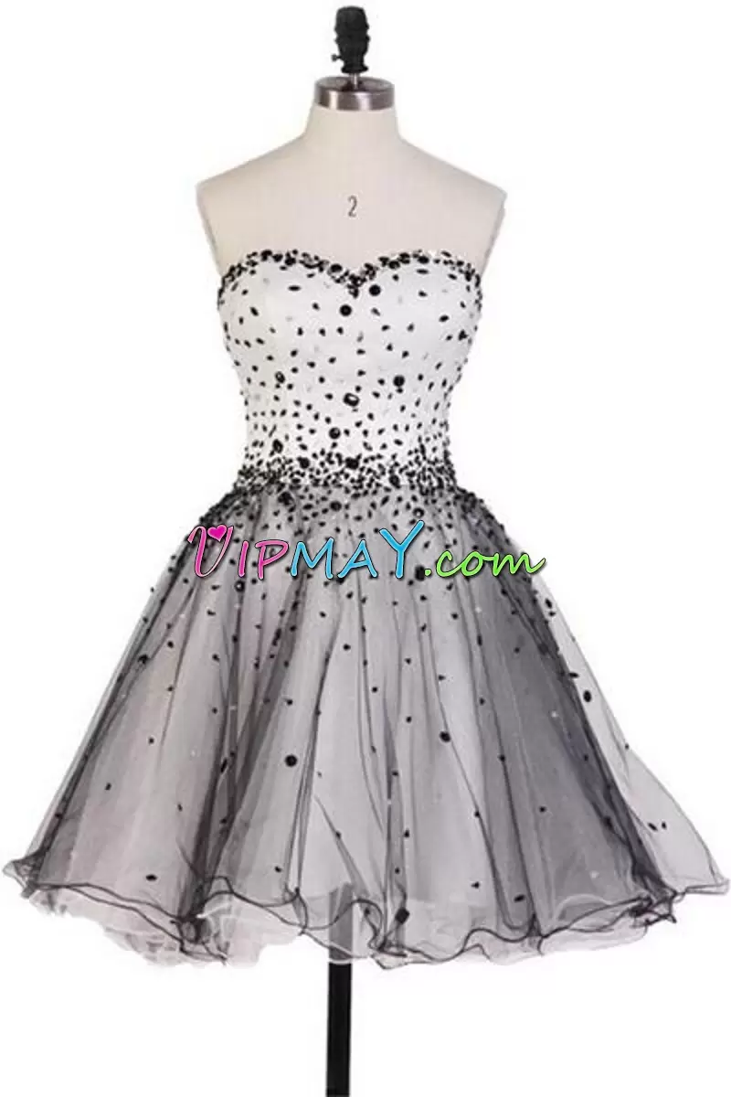 Glittering Black Sleeveless Tulle Prom Evening Gown for Prom and Party and Military Ball