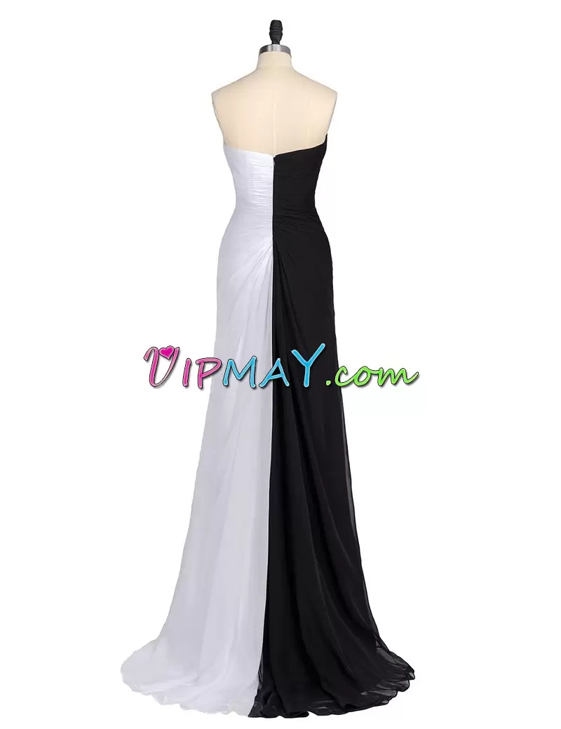 Discount V-neck Chiffon Homecoming Dress Ruching Brush Train Zipper