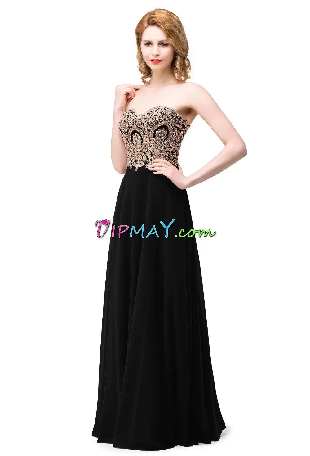 Best Black Empire Beading and Appliques Homecoming Dress Online Lace Up Chiffon Sleeveless Floor Length