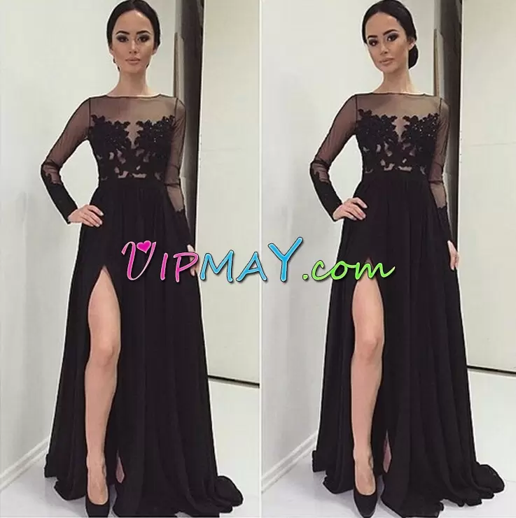 Super High Low Black Juniors Evening Dress Sweetheart Long Sleeves Sweep Train Lace Up