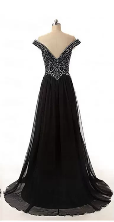 Black Off The Shoulder Neckline Beading Homecoming Dress Sleeveless Zipper