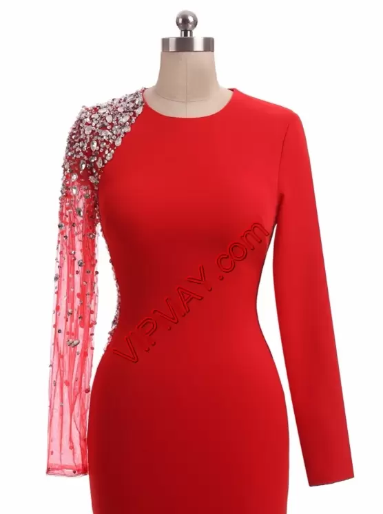 Exceptional Long Sleeves High-neck Criss Cross Floor Length Beading and Lace Prom Gown High-neck