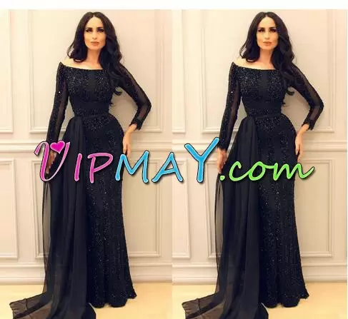 Dynamic Black Column Sheath Lace and Appliques Homecoming Party Dress Lace Up Tulle Long Sleeves