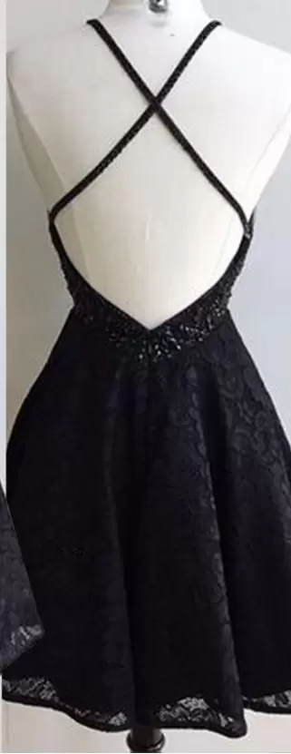 Fantastic Mini Length Criss Cross Prom Party Dress Black for Prom and Party and Military Ball with Beading