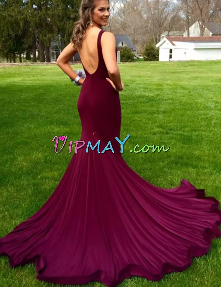 Chiffon Sleeveless Prom Evening Gown Sweep Train and Ruching