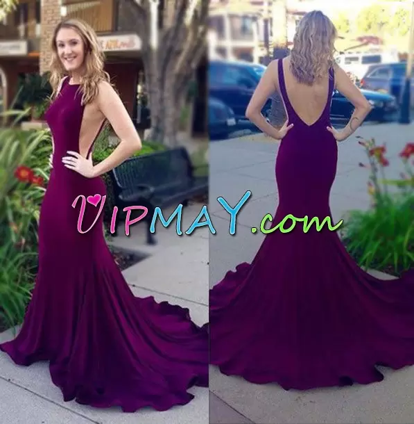 Chiffon Sleeveless Prom Evening Gown Sweep Train and Ruching