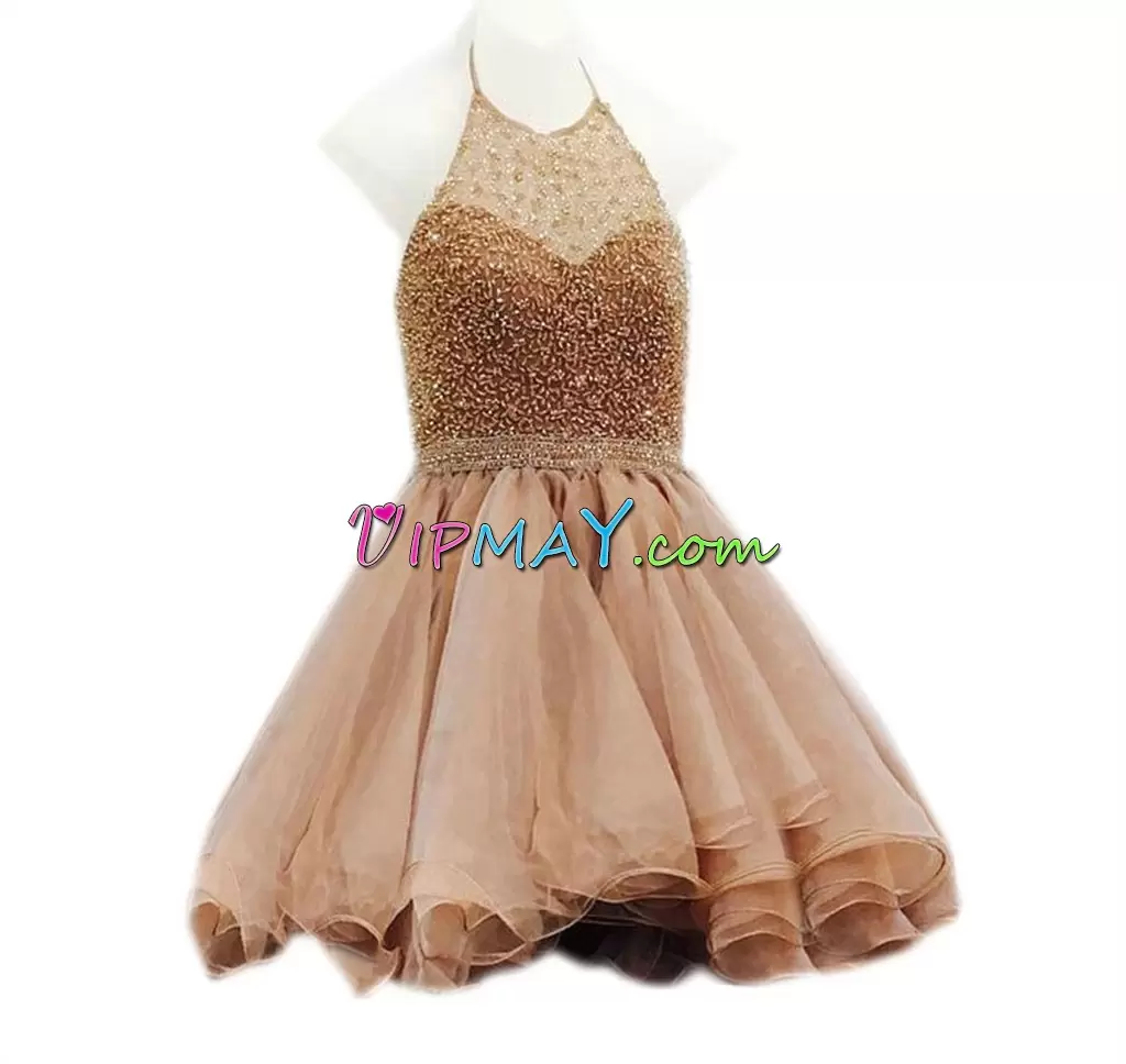 organza homecoming dress,short halter dress homecoming,cheap short formal dress for juniors,halter style homecoming dress,beaded top homecoming dress,crystal homecoming dress,crystal cocktail dress,