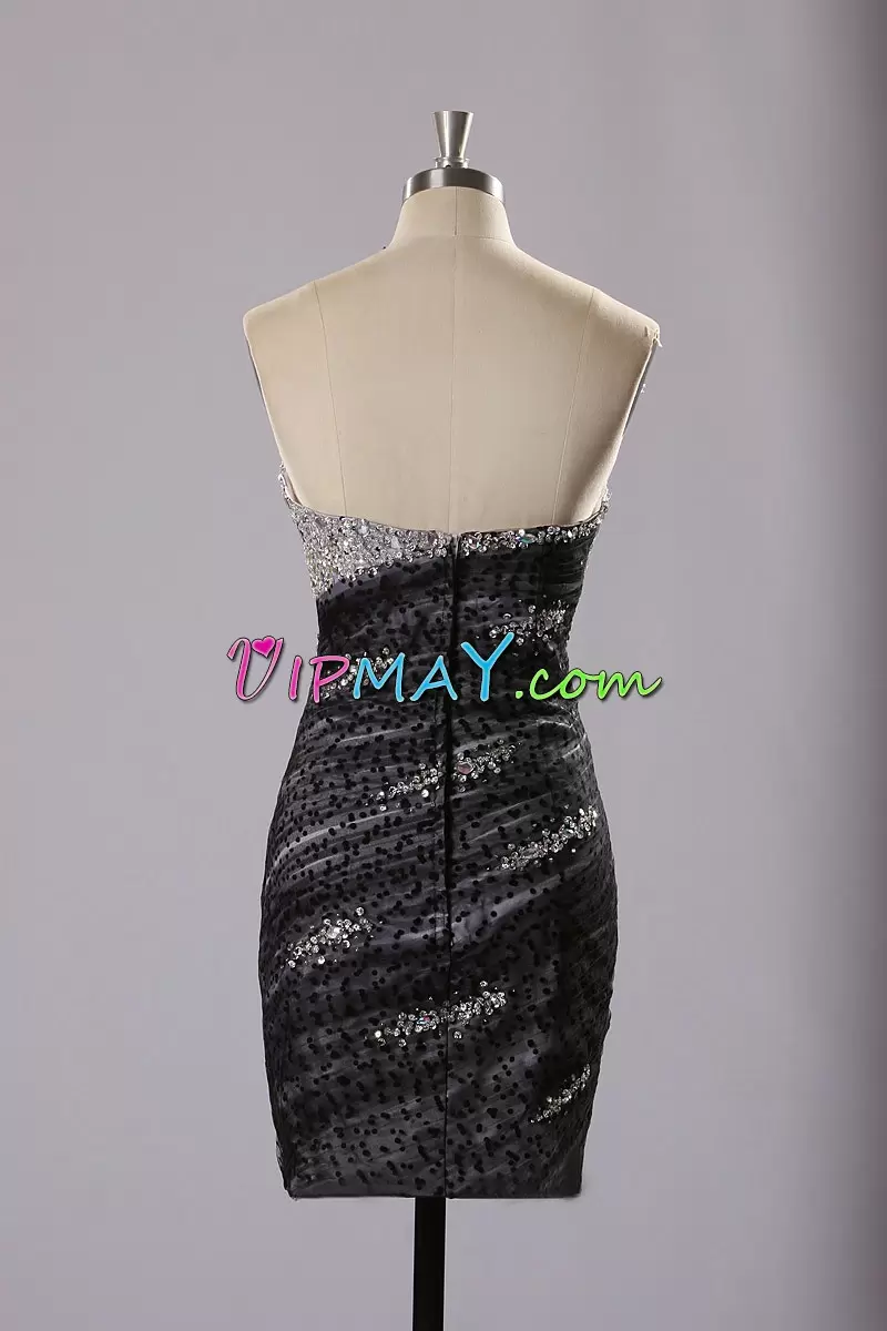 Sweet White And Black Prom and Party with Beading Sweetheart Sleeveless Zipper