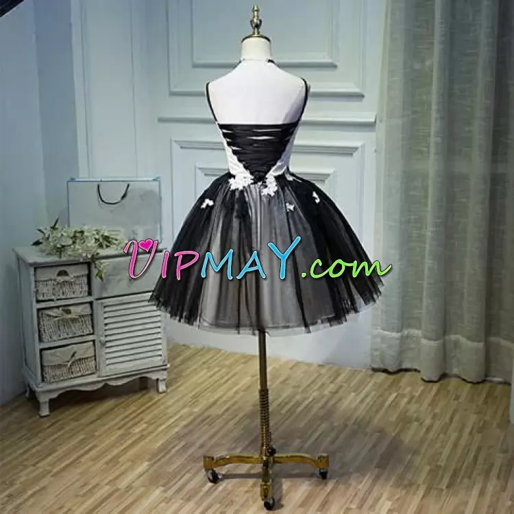 cheap black and white homecoming dress,cheap strapless homecoming dress,fancy short cocktail dress,short corset homecoming dress,v neck homecoming dress,