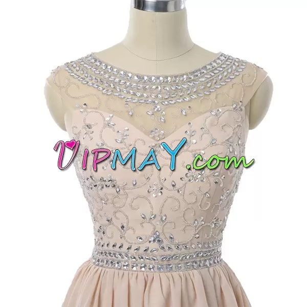 Top Selling Sleeveless Mini Length Beading Zipper Dress for Prom with Pink