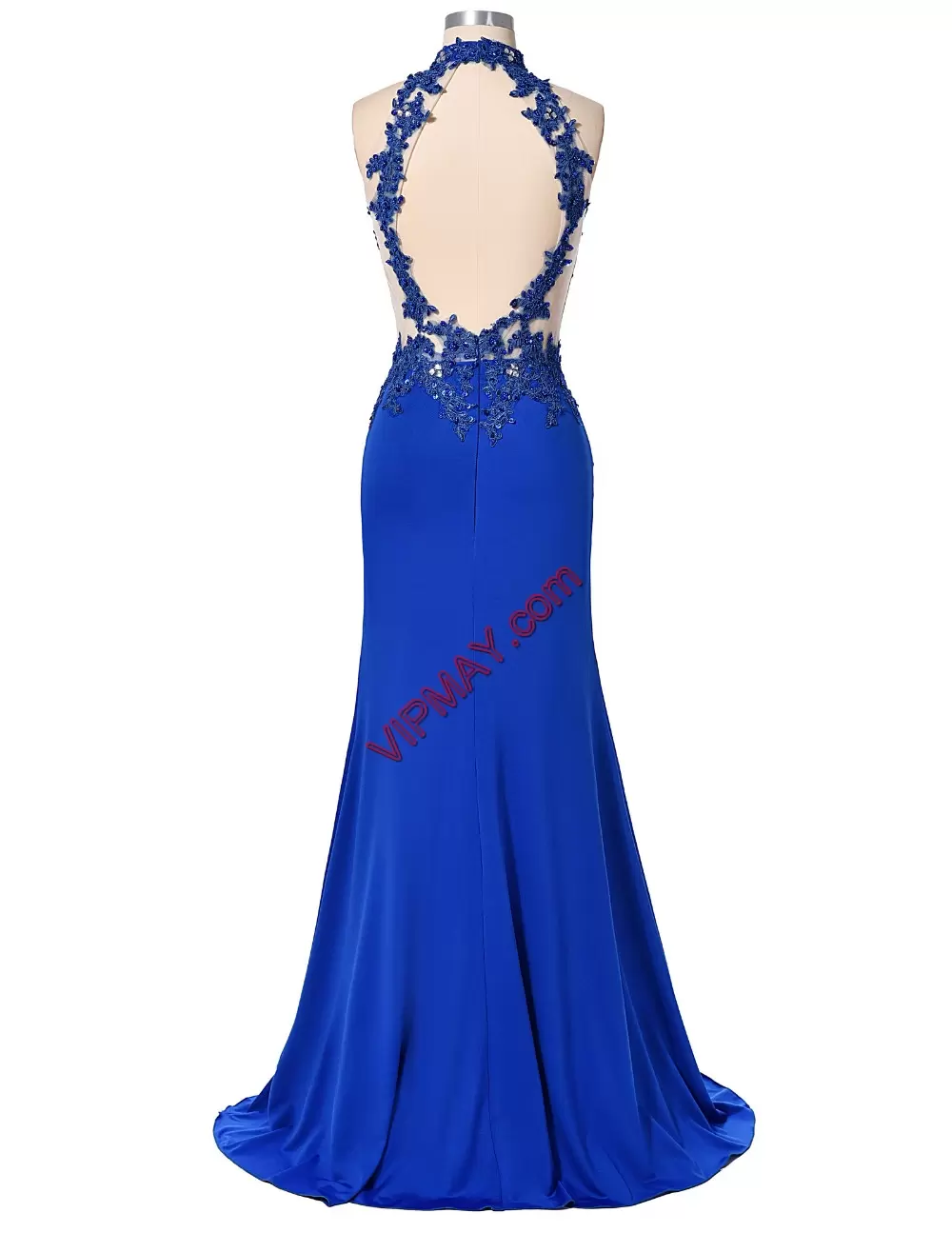 Pretty Blue Sweetheart Neckline Beading and Lace Sleeveless Backless