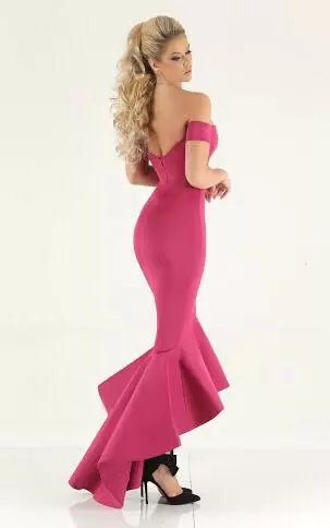 Off The Shoulder Sleeveless Zipper Prom Gown Hot Pink Satin Ruching