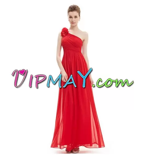 Sleeveless Floor Length Beading and Lace Lace Up Junior Homecoming Dress with Red Sweep Train