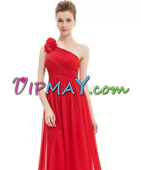 Sleeveless Floor Length Beading and Lace Lace Up Junior Homecoming Dress with Red Sweep Train