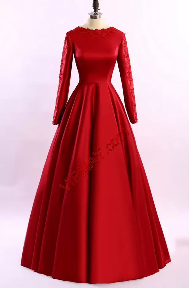 Custom Designed Red Long Sleeves Sweep Train Ruching Junior Homecoming Dress